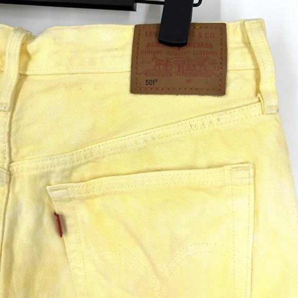 Levi's Women’s 501 Original High-Rise Jean Denim Shorts Yellow Tie-Dye Size 29 - Picture 8 of 12